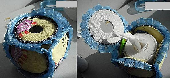 变废为宝:废旧cd光盘制作纸巾盒图片