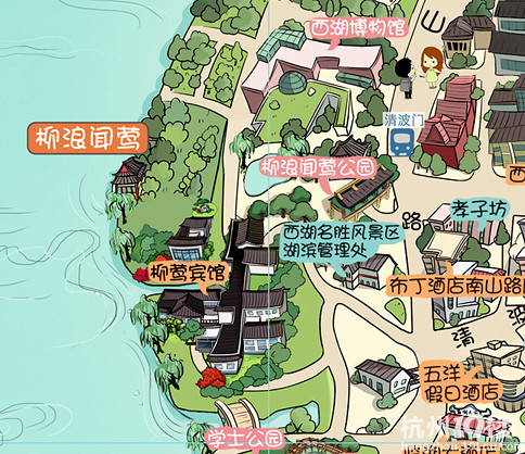 杭州手绘地图十一卷起旅游热潮-杭州旅游攻略
