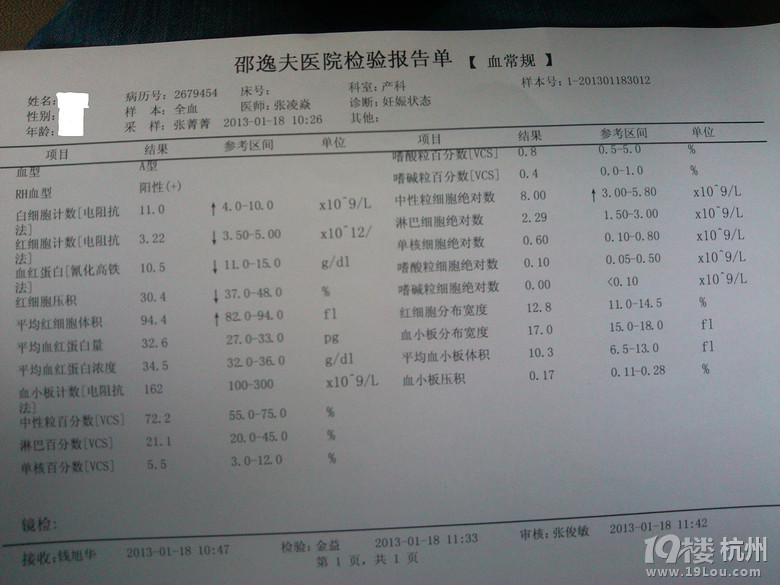 第一次去邵逸夫建卡抽血,验血报告有很多不正