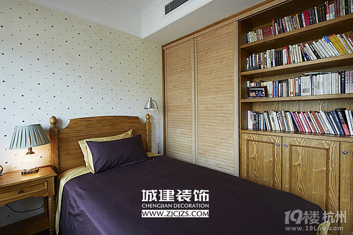 溪山美墅_城建装饰_美式_卧室_书柜_装修效果