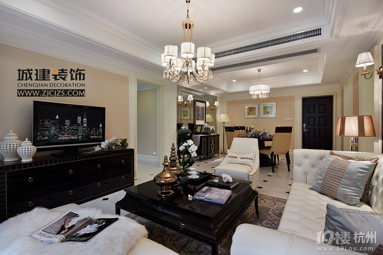 城建装饰_混搭_客厅_电视墙_装修效果图_杭州