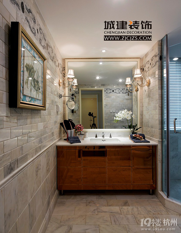 城建装饰_美式_卫生间_收纳柜_装修效果图_杭