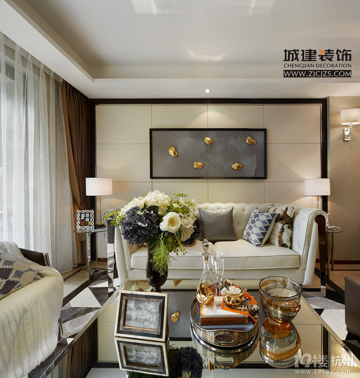 城建装饰_现代_客厅_沙发墙_装修效果图_杭州