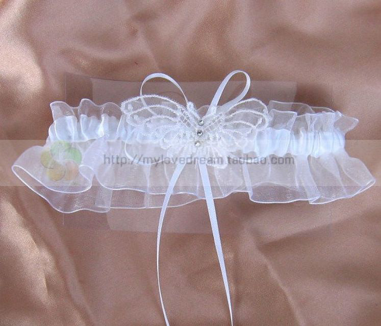 时特价 新娘结婚 场景婚礼用品 蝴蝶漂白袜带-