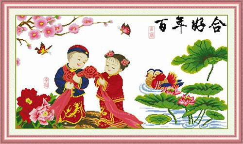 结婚十字绣图案大全_图7