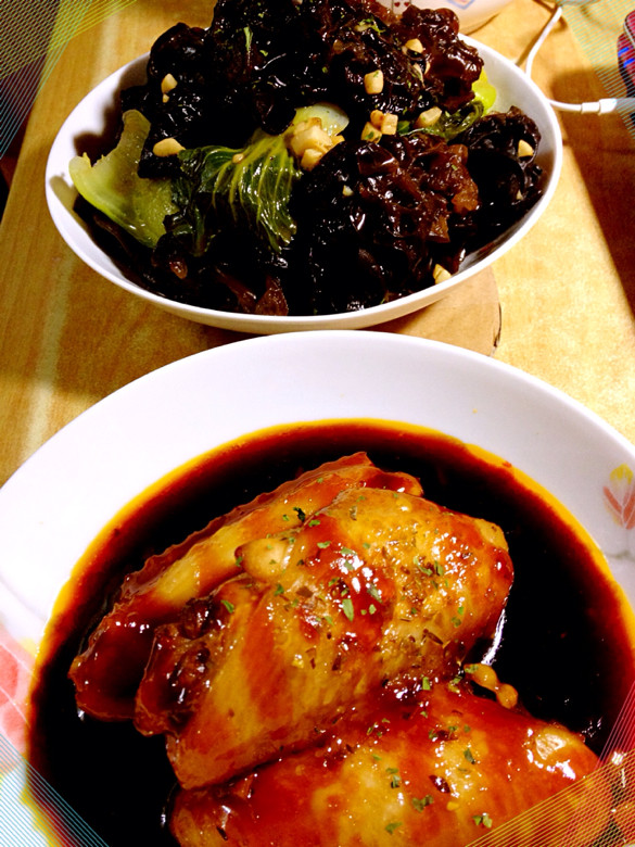蜜汁鸡翅与木耳炒油菜-随手拍美食-杭州19楼