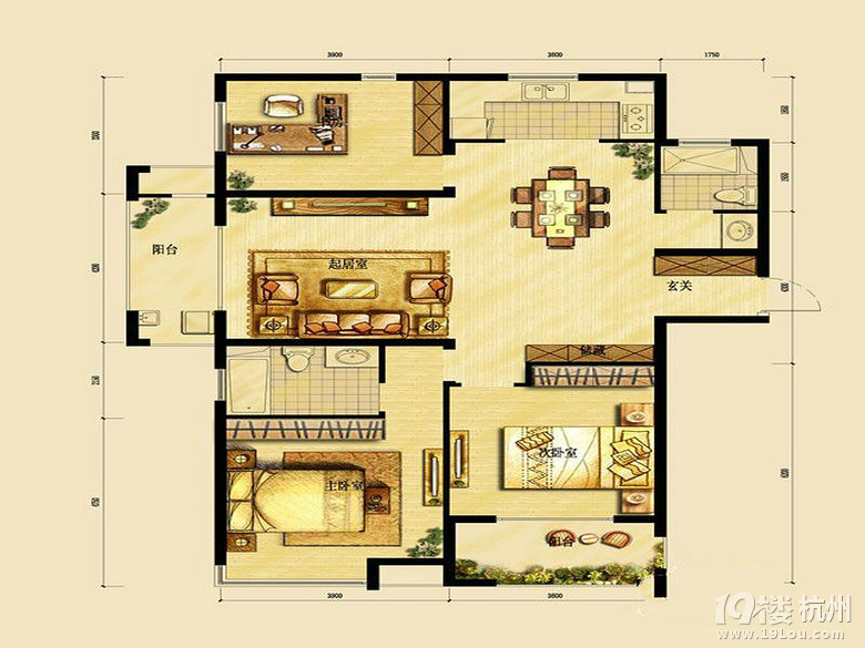 复地又一城样板房三室两厅一卫-设计会所-杭州