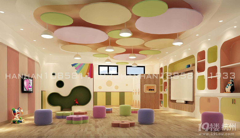 杭州的一家幼儿园装修设计-利用色彩让简单变
