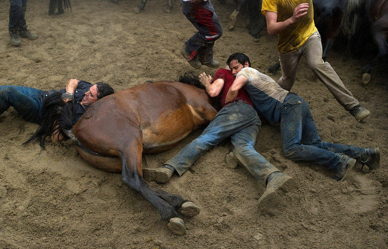 震撼人心:西班牙上演壮观人马大战(高清组图