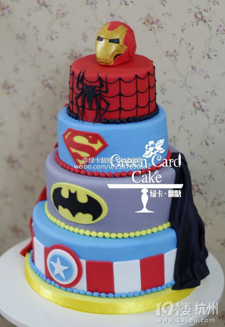 绿卡翻糖 复仇者联盟5层翻糖生日蛋糕-西湖区