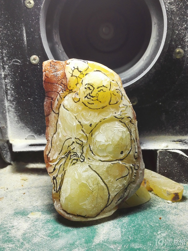 蜜蜡弥勒佛摆件143.81克DIY过程-教程分享-手