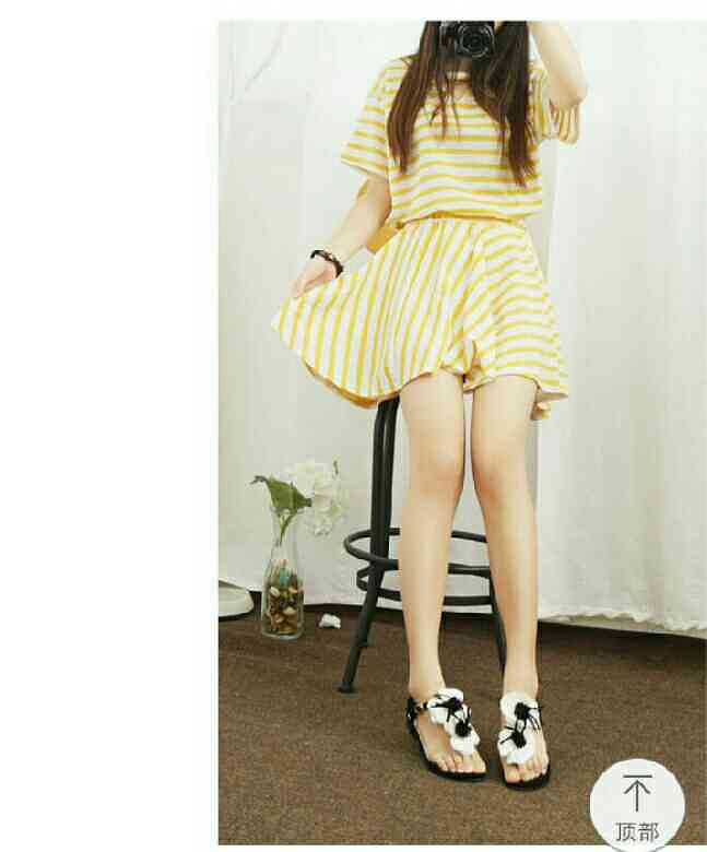 V领条纹二件套 衣长59 肩宽50 胸围102-130-今