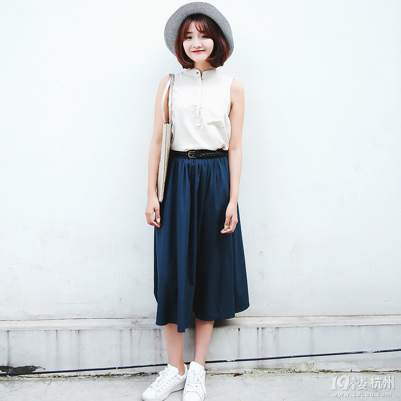 韩版复古范儿校园风无袖+半身长裙套装-Shop