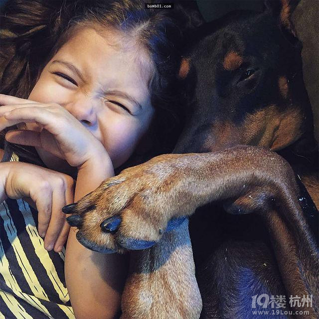 3歲女兒和杜賓犬的生活照 他們的互動感覺好幸福