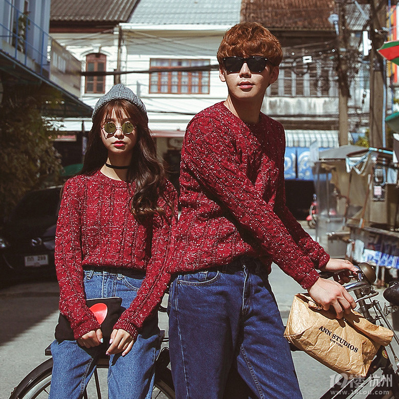 情侣装秋季毛衣2015韩版新款针织衫圆领套头