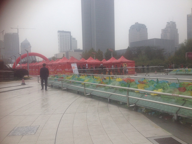 今天上午在西湖文化广场上的由杭州领航人才