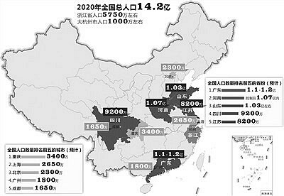 2020年中国人口将破14亿 大杭州人口规模将