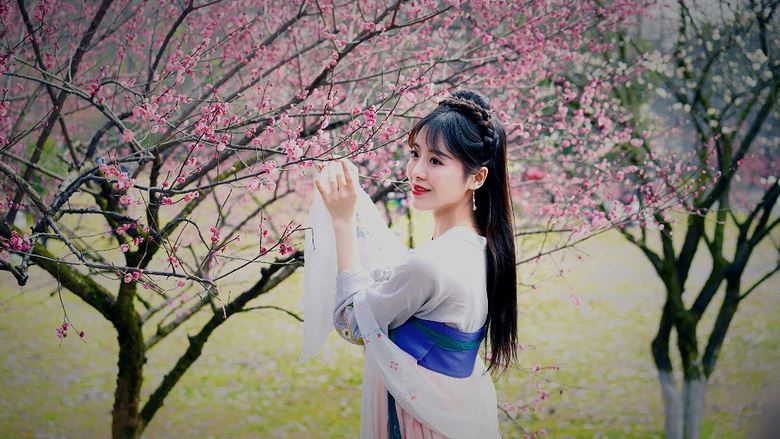 《梅花古風(fēng)女仕圖》 閑看花開靜待花落， 冷暖自知清凈如始。