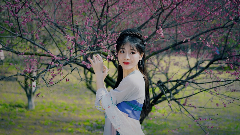《梅花古風(fēng)女仕圖》 閑看花開靜待花落， 冷暖自知清凈如始。