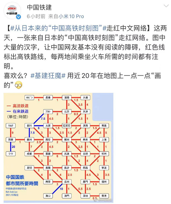 日本来的中国高铁时刻图火了网友基建狂魔不是白叫的