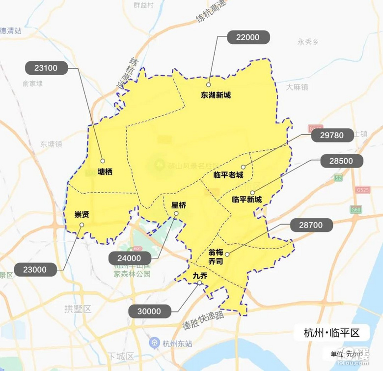2021年杭州市行政区划调整后各区板块最新限价地图7月