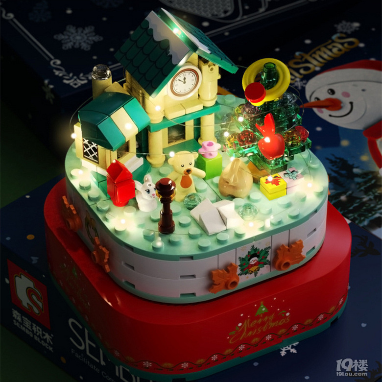 哇！這個雪人發光又唱歌：超可愛圣誕積木音樂盒，79元拿下