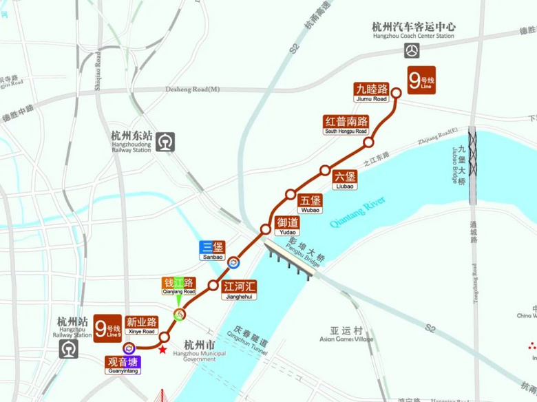 今天10点杭州地铁7号线江北段9号线南段5号线宝善桥站