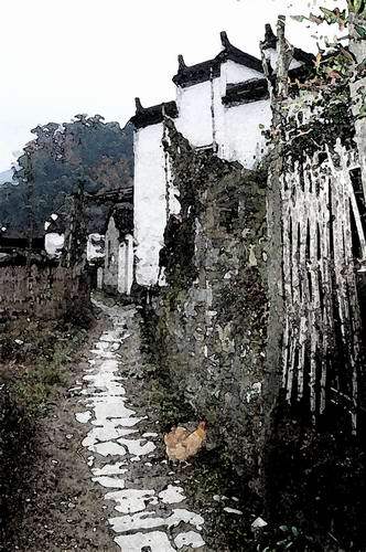 婺源长溪村回来,有几张PS成水彩画效果,个人感