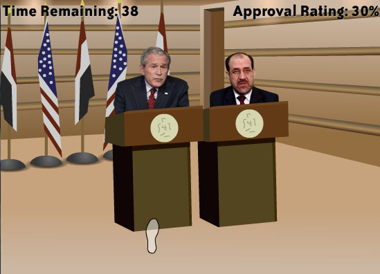 恶搞Flash游戏飞鞋打布什--看看你得了几分?