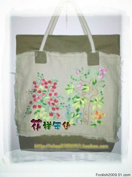 宝贝鱼大爱的手工棉麻绣花手提包-手工DIY-杭