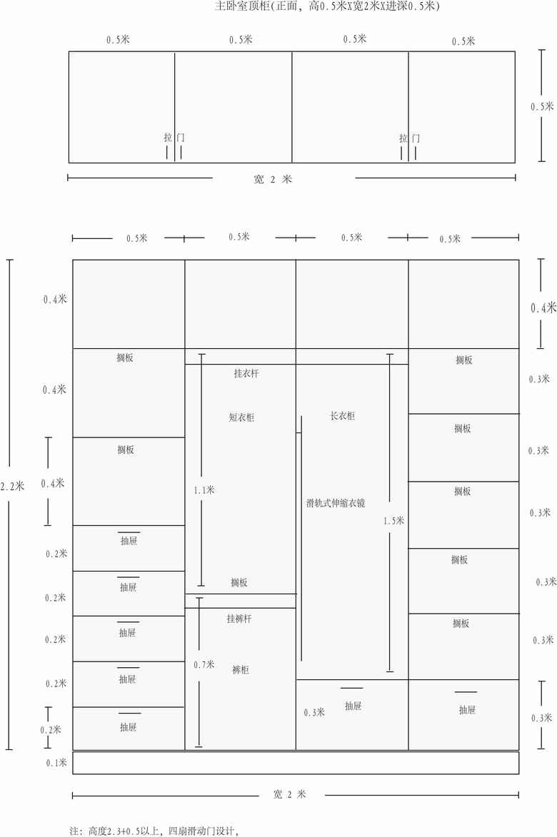 不用CAD,用书柜一笔一笔标注的画板衣柜图2004cad手绘快捷键图片