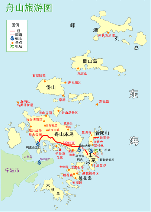 杭州19楼 旅游休闲 超级目的地 舟山朱家尖 游览 帖子  上舟山地图