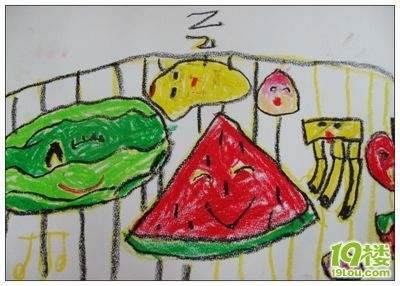 分享幼儿园小朋友的绘画作品---水果-杭州幼儿