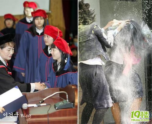 韓國高中生瘋狂畢業(yè)慶祝：撒面粉撕校服