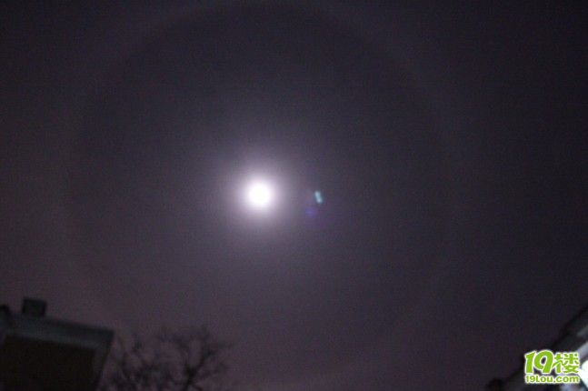 今天月亮边上好大的一个怪圈啊-草根消息-杭州