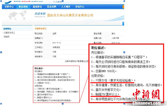 公司招聘采茶女要求胸圍C罩杯且處女(圖)