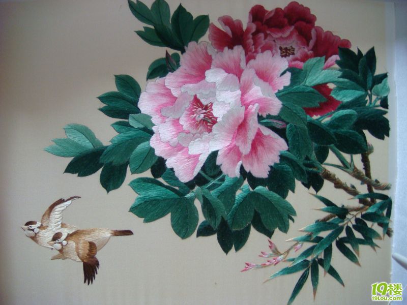我的苏绣--牡丹图,送苏绣针法教程,视频演示的,处女作已装裱-绣品-手工DIY-杭州19楼