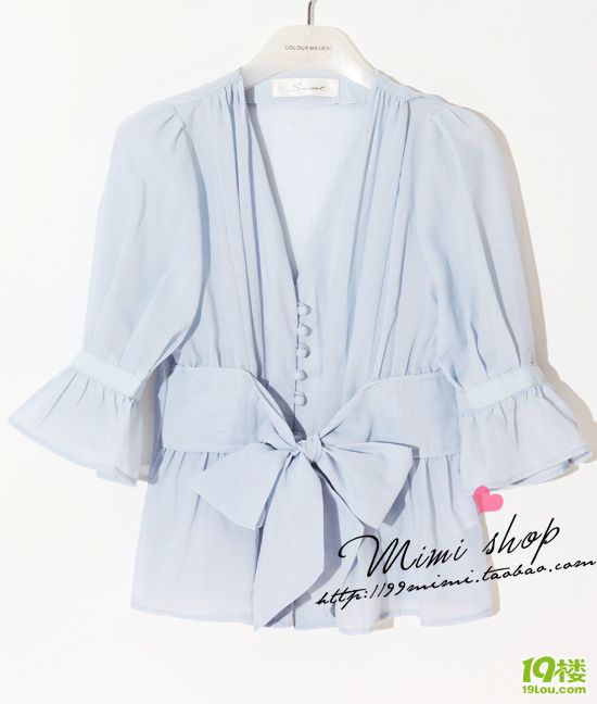 转小怡同款 2011春夏气质法式蝴蝶结包扣OL棉