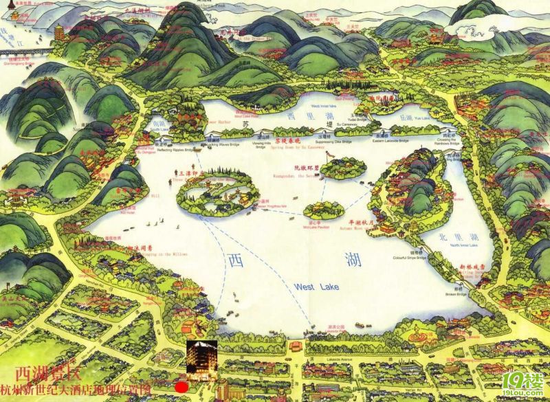 杭州西湖地图 杭州西湖电子地图 杭州西湖景区