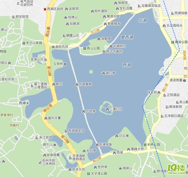 杭州西湖地图 杭州西湖电子地图 杭州西湖景区