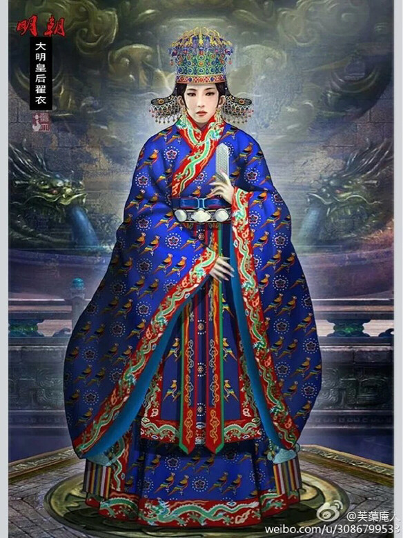 明代婚服【凤冠霞帔】 【解释】旧时富家女