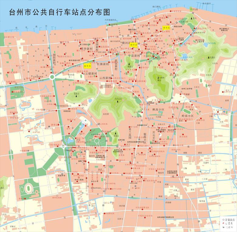 台州市公共自行车站点分布图-我要说的-讲白搭