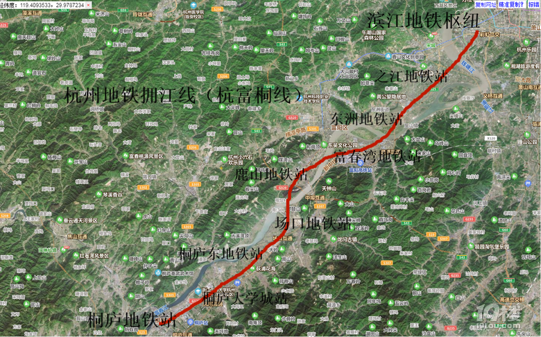 杭州地铁拥江线(杭富桐城际快线)规划预测走势图-桐庐