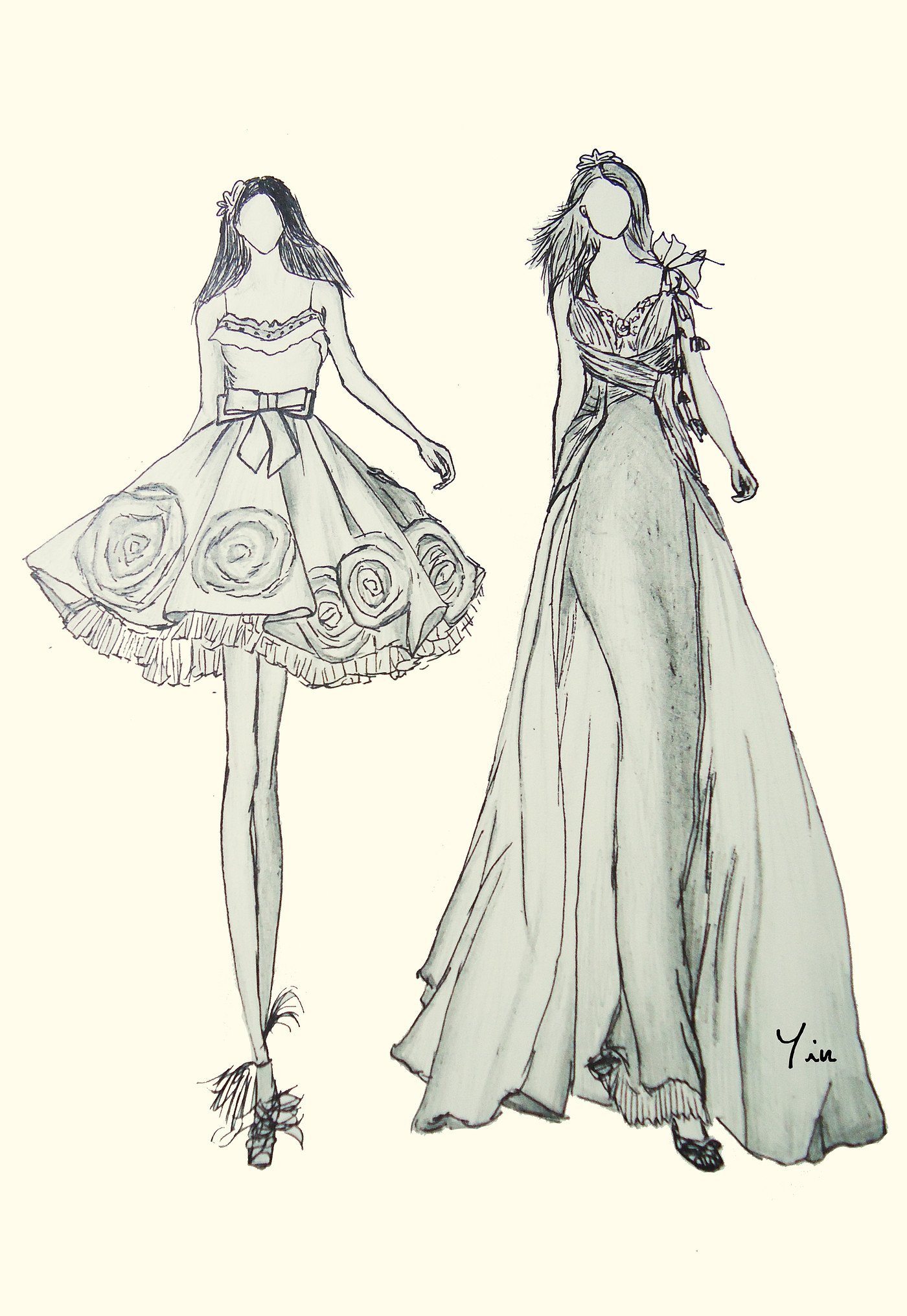 手绘稿-婚纱礼服设计-服装设计