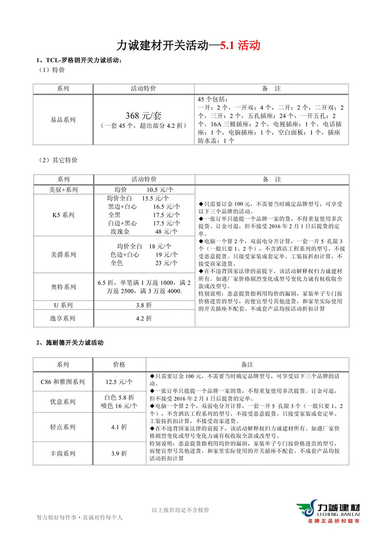活动要实在，不要噱头，5.1买建材，还是力诚省：