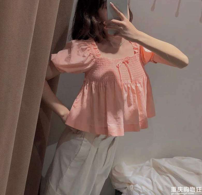 UR新款,蜜桃乌龙色系泡泡袖蝴蝶结上衣太可了！【就是喜欢买】