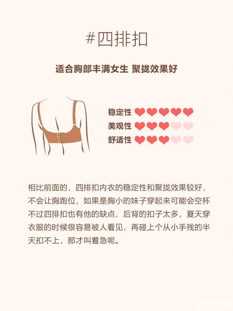 内衣排扣冷知识，内衣排扣数量各有不同，穿在身上又有哪些不同？