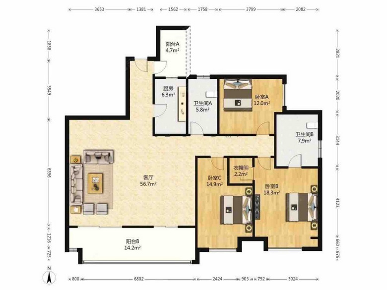 捡漏江北融景城精装大平层建面174，仅售300万！