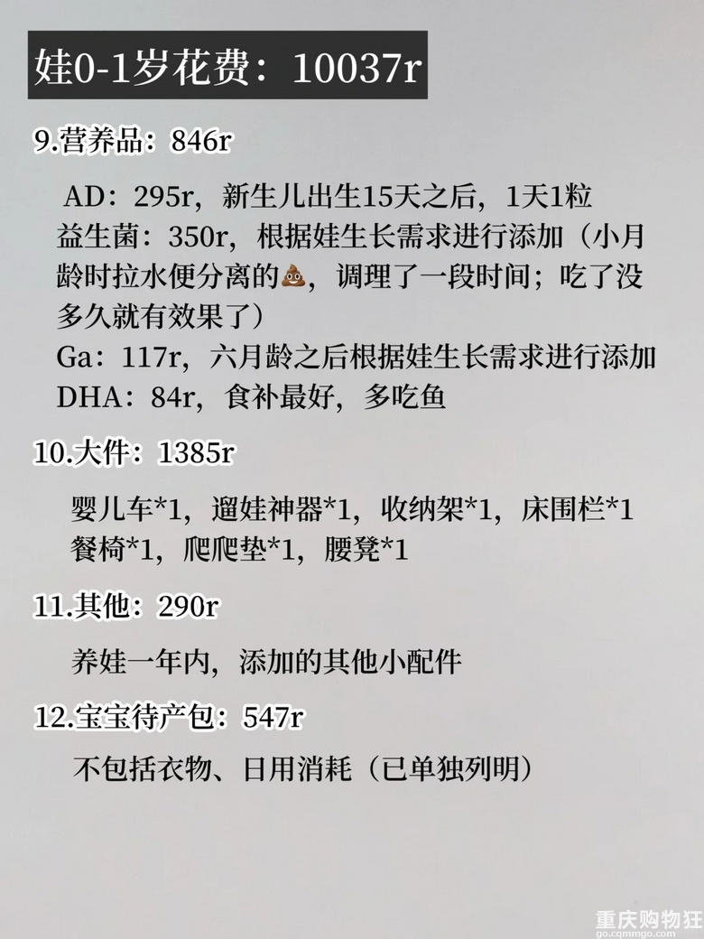 90后养娃，从怀孕到娃一岁比你预计的还要少，花了2.4W