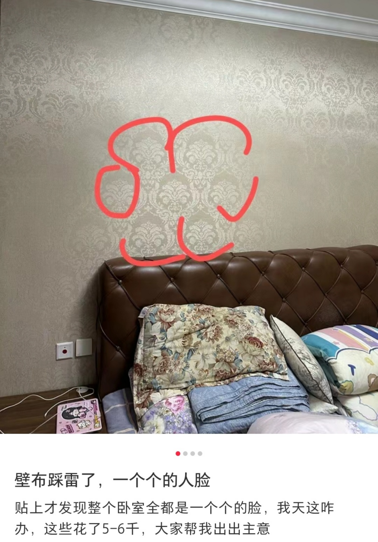 壁布踩雷了，像一个个的人脸 ???
